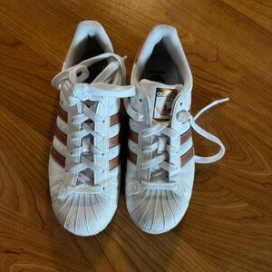 Adidas White and Rose Gold Sneakers